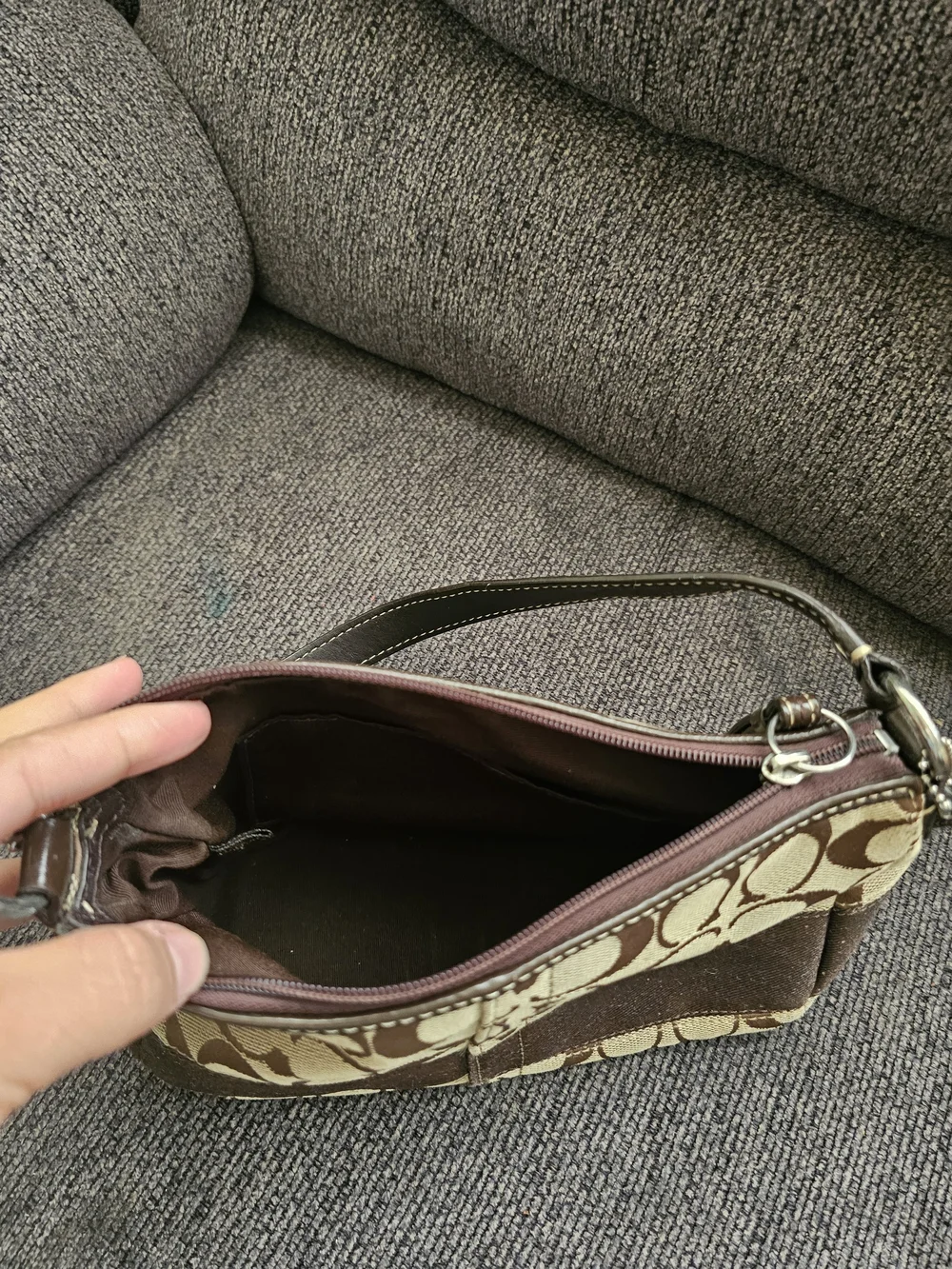 2009 Vintage Coach Signature Canvas and Leather Shoulder Bag in Brown